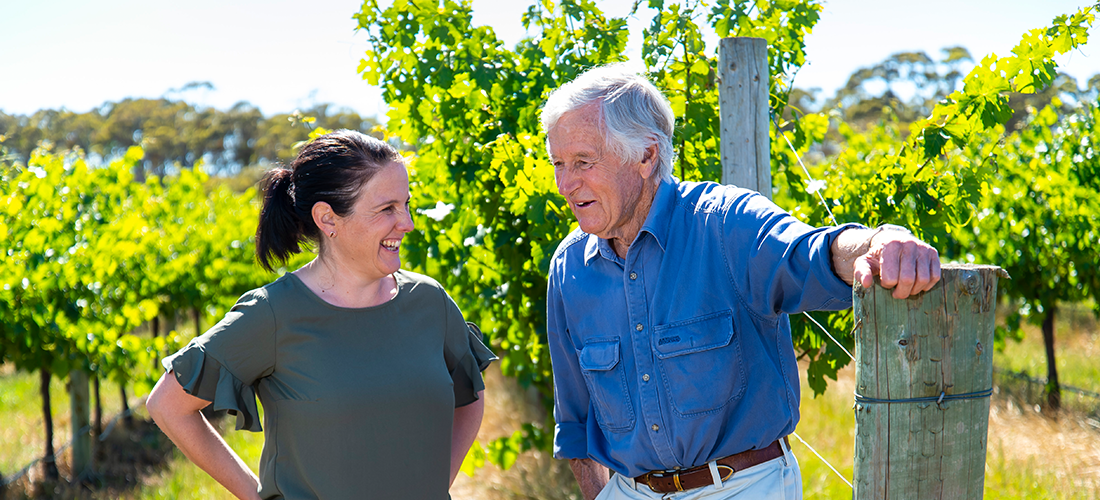 Keeda Zilm and John Vickery in the vineyard